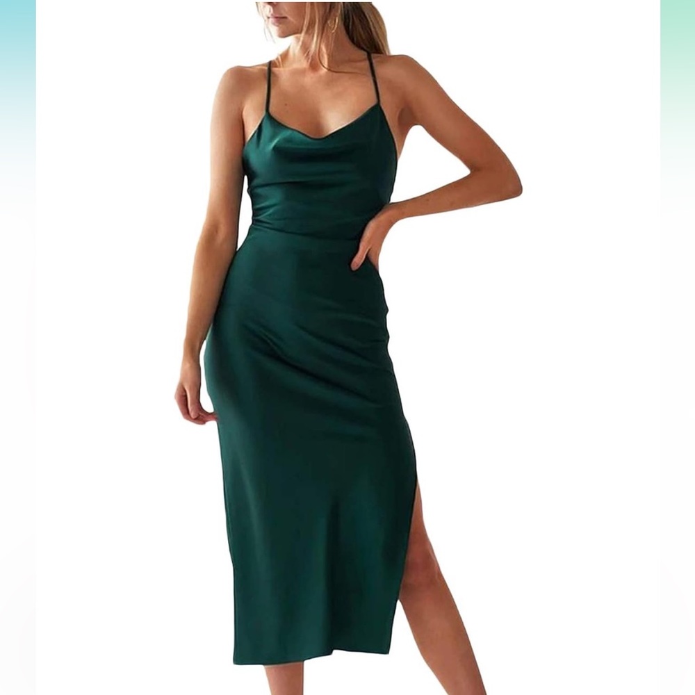 Sleeveless Satin Midi Dress